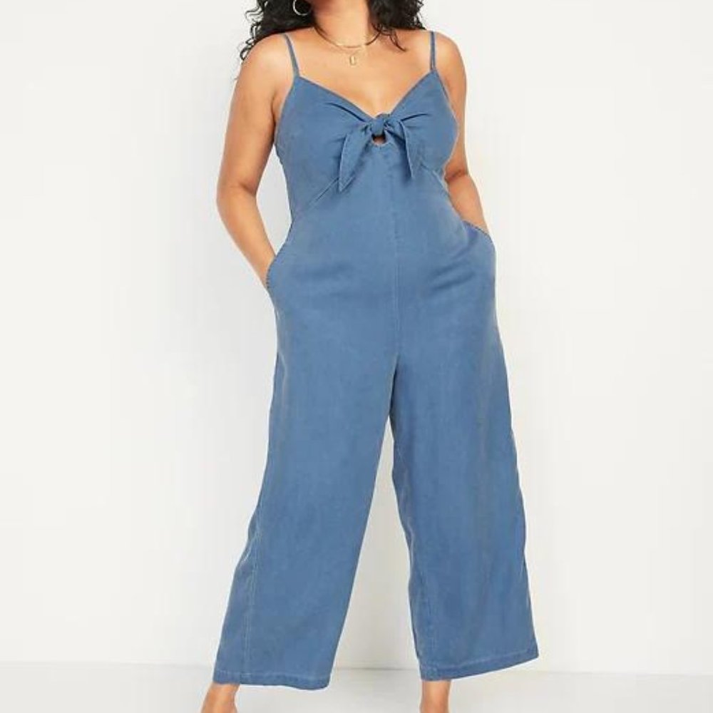 New Old Navy Sleeveless Tie-Front TENCEL™ Lyocell Jumpsuit for Women - Picture 1 of 7